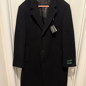 Lauren Ralph Lauren Columbia Cashmere Wool Overcoat Men 46LG Black Jacket NWT